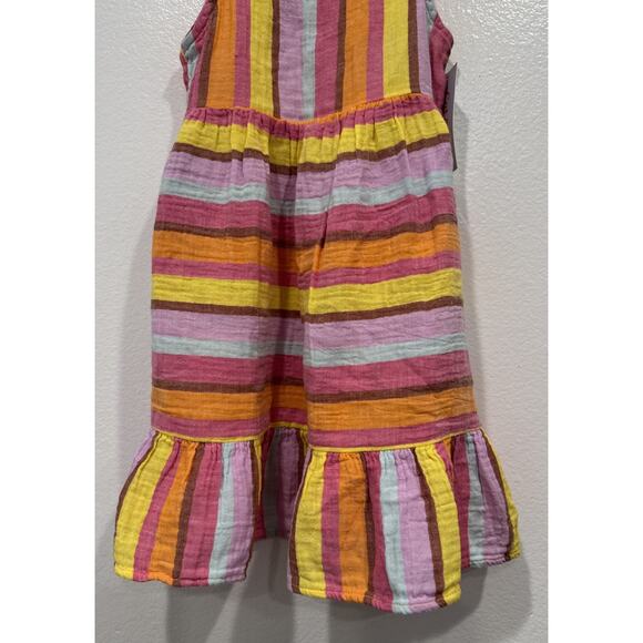 Cat & Jack Striped Gauzy Dress Girls Size 5T Multicolor Colorful Pockets Bright - Picture 3 of 9
